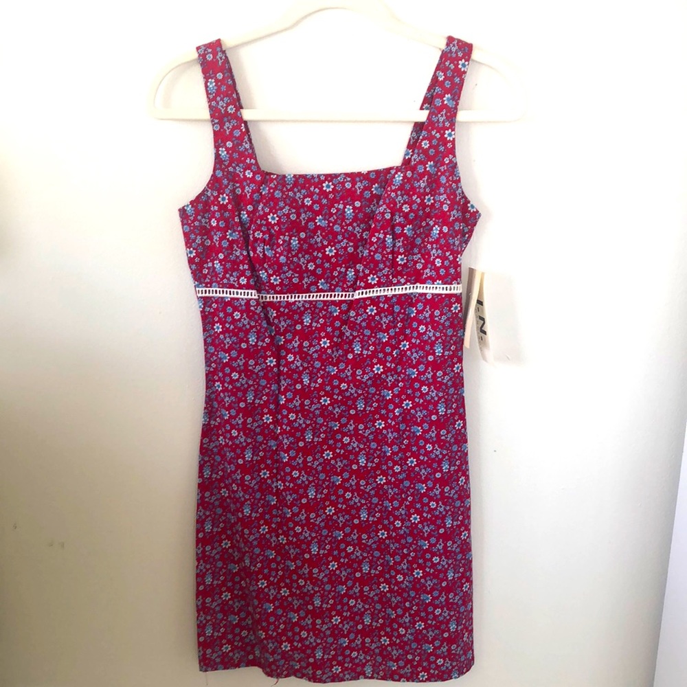 I.N. San Francisco Sleeveless Sheath Dress Red, White, Blue Floral Sz 5‎ - NWT